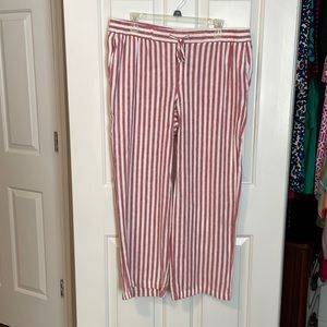 Red and white striped old navy linen pants size large